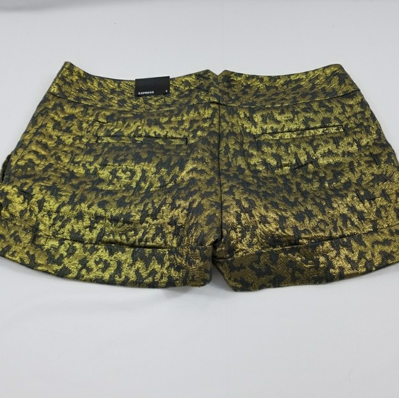Express black and gold metallic cuffed shorts - Picture 2 of 7